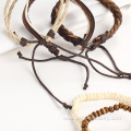 Wooden Beads Bracelet DIY Multi Layer Leather Wristbands